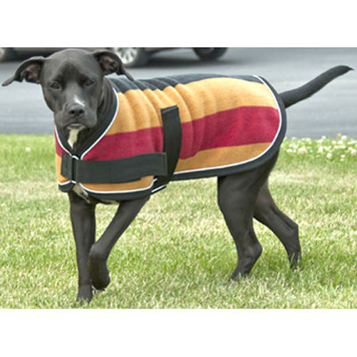 27130 30 In. Dog Coat In Whitney Stripe Pattern -gold, Black & Red