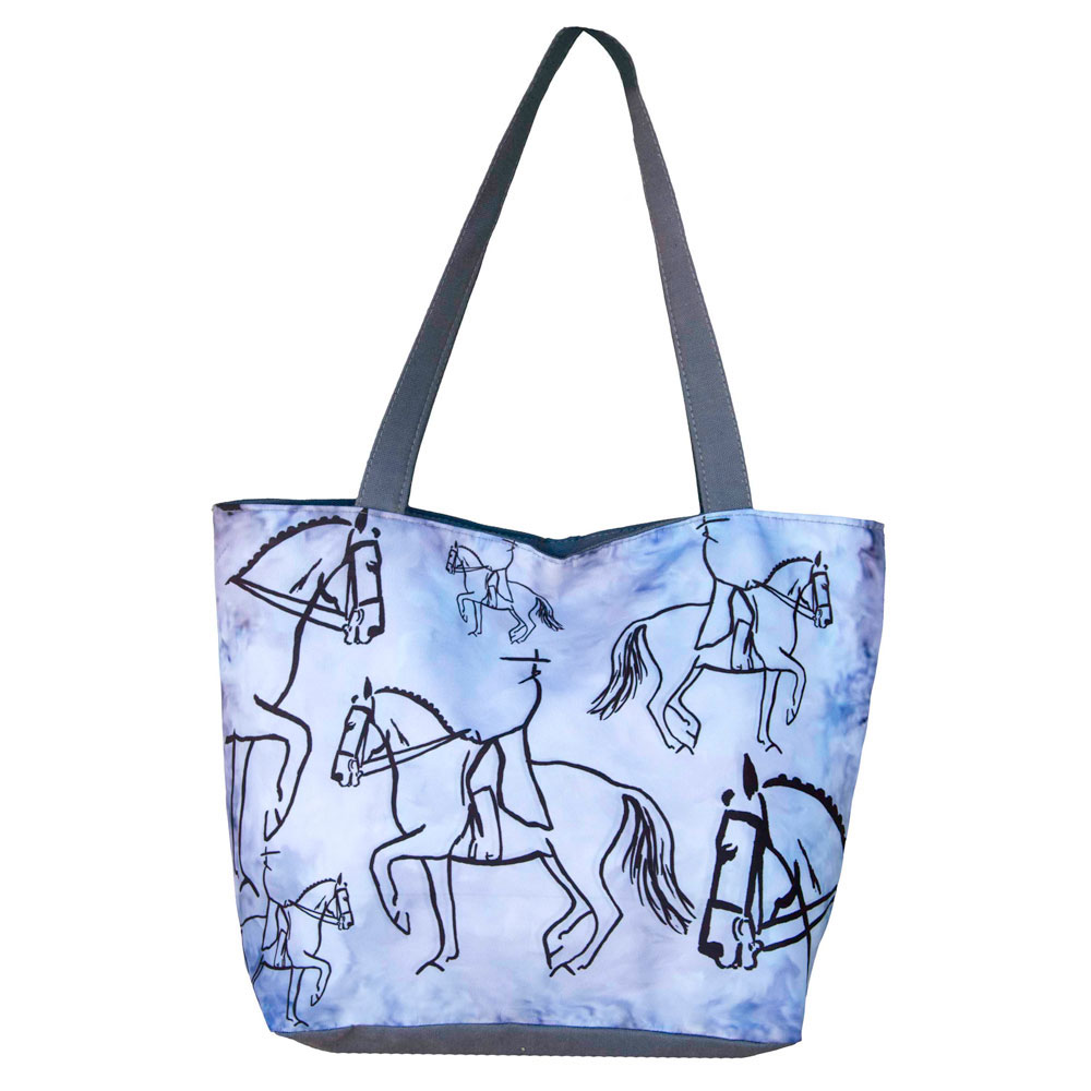 Winners Outer Wear Whb002 17.5 In. Canvas Ladies Tote Bag By Dressage Rider - Light Blue With Steel Blue