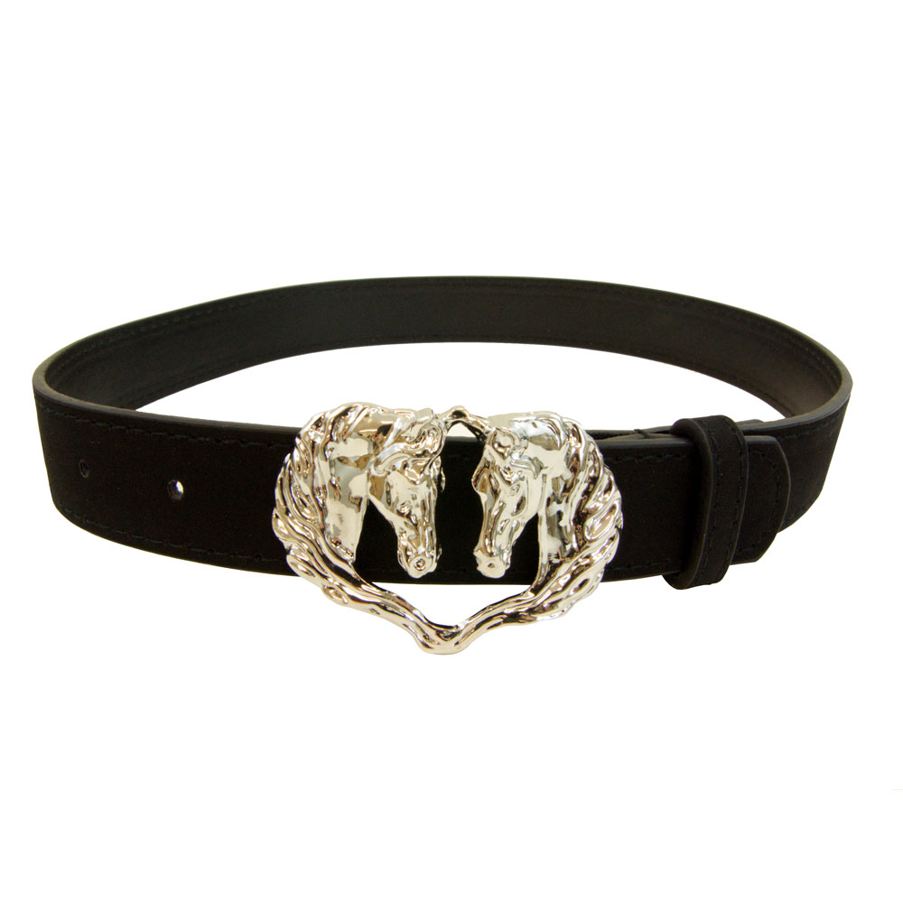 Wb90036 36 In. Ladies Belt Double Horse Head Buckle For Female, Black