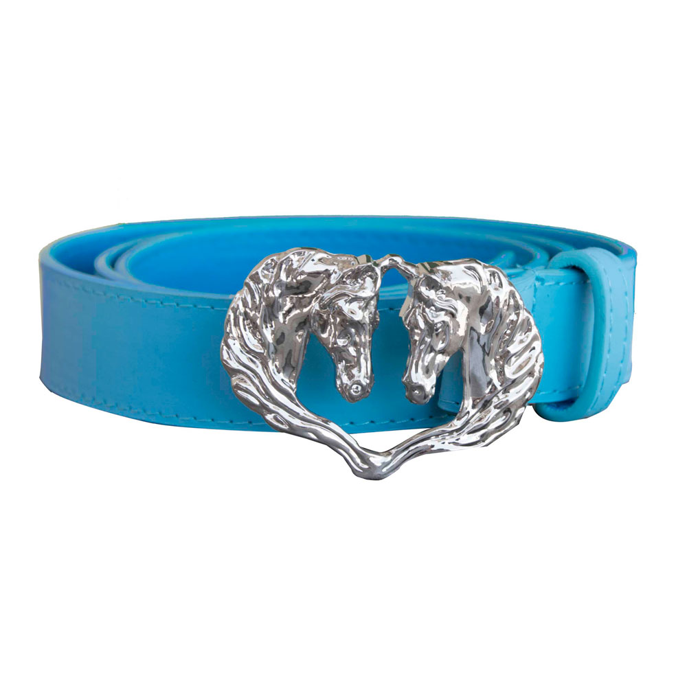 Wb90228 28 In. Ladies Belt Double Horse Head Buckle For Female, Light Blue