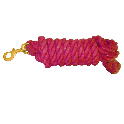 10 Ft. Lead Rope Cotton With Brass Snap Heavy Duty, Red