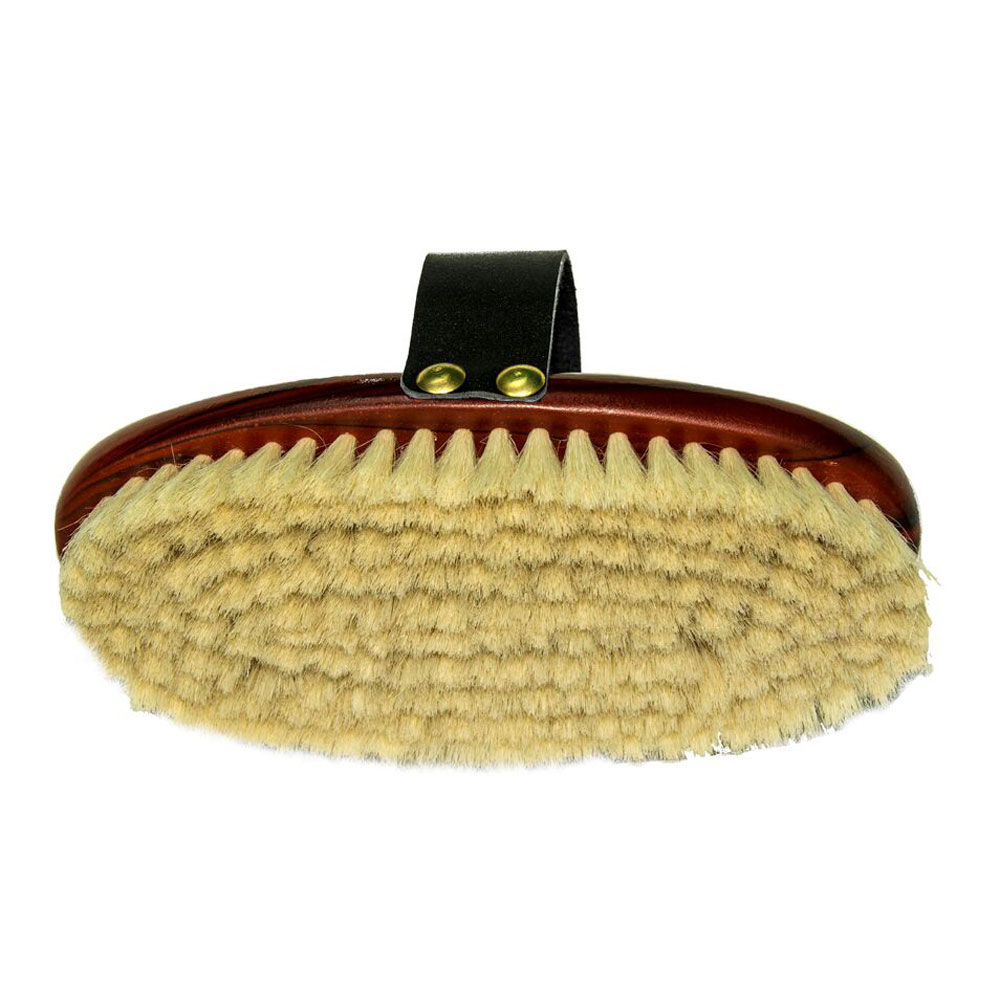 245610 Goat Bristle Horse Brush With Leather Hand Strap