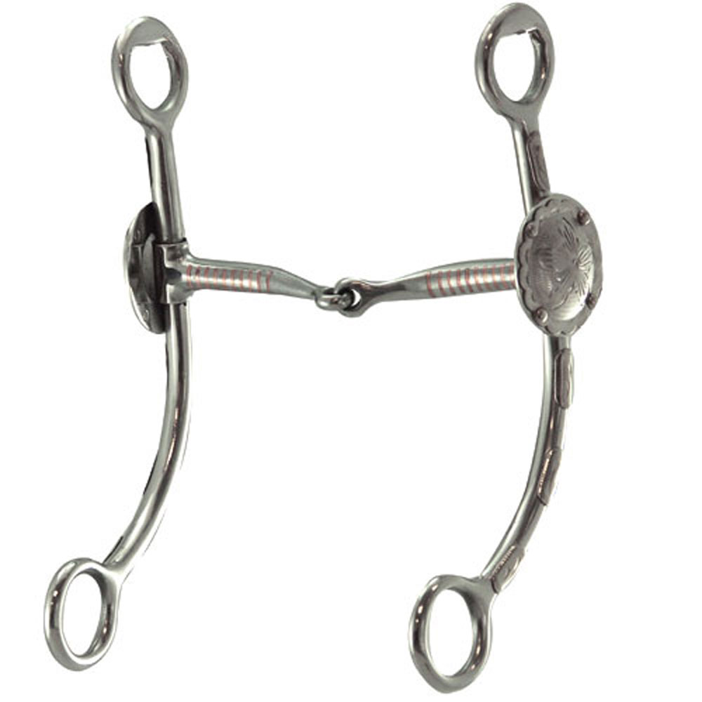 240674 Silver Engraved Snaffle With Copper Inlay Bit