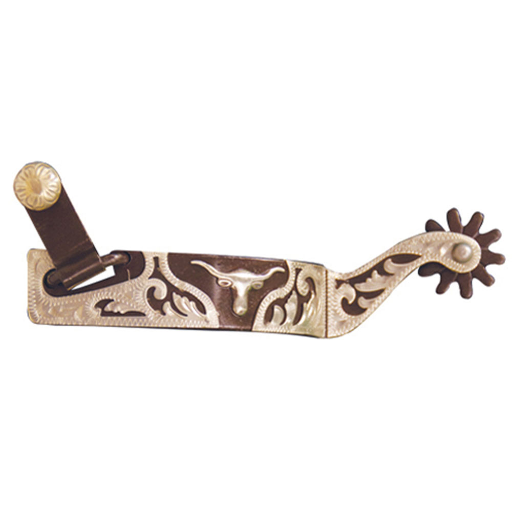 240927 Show Spurs With Silver Overlay Steer Head