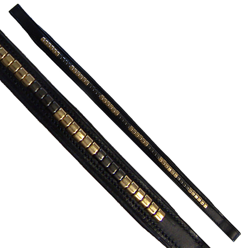 Aebb3240 Elite Brow Band Black-gold Clinchers, Black - Full
