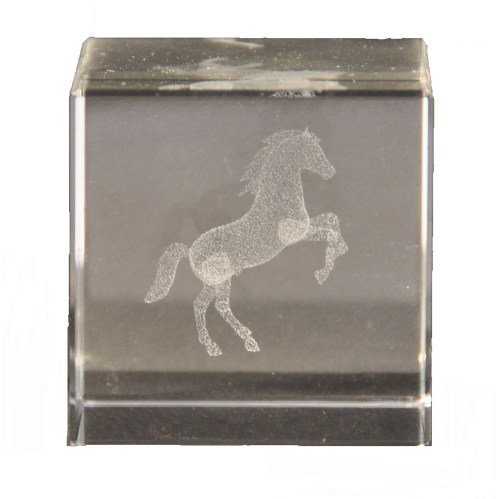 600101 Crystal Weight With Rearing Horse Etching
