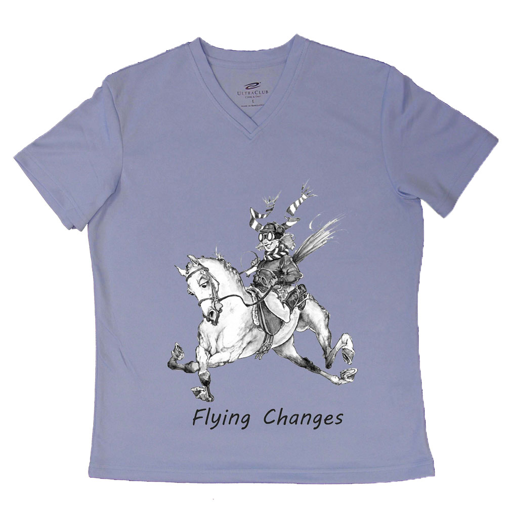Ec84sgy3 Comical Horse Tee Shirts Flying Changes, Grey - Small