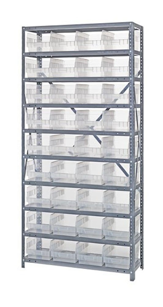 Quantum Storage 1275-207CL Clear View Bin Storage Store More 10 Shelving Rack Unit