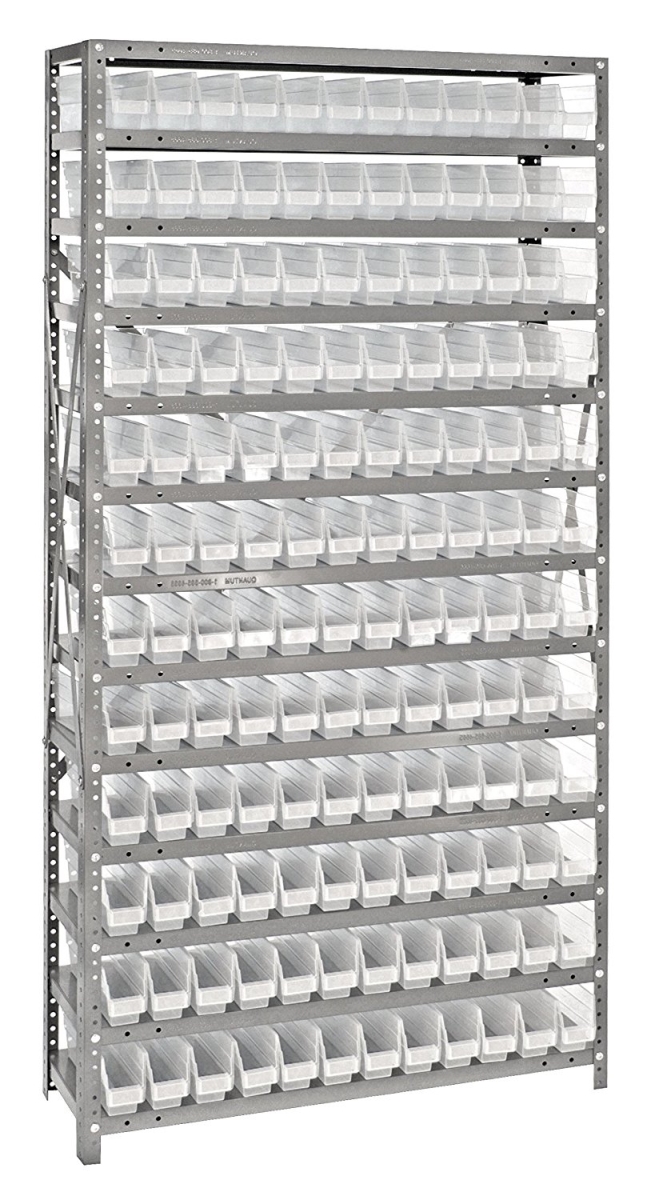 Quantum Storage 1275-100CL Clear View Shelf and Bin Unit, 144 Shelf Bins