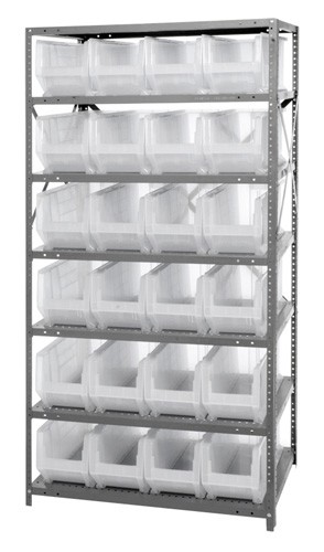 Quantum Storage 2475-951CL 7-Shelf Unit With 24 Clear Plastic Storage Bins