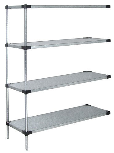 4-Shelf, Galvanized Steel Solid Shelving Add-On Unit - 21 x 24 x 63 in.