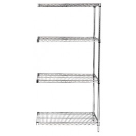 Quantum Storage AD74-1436S Stainless Steel Wire Shelving 5-Shelf Add-On Unit - 14 x 36 x 74 in.