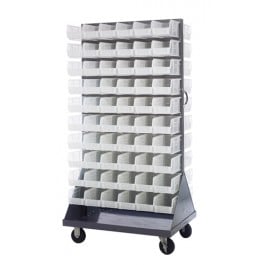 Mobile Louvered Rack With 120 Bins Clear