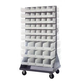 Mobile Louvered Rack With 96 Bins Clear