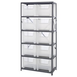 Quantum Storage QSBU-800CL Clear Plastic Storage Bin Steel Shelving Unit - 18 x 36 x 75 in.