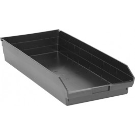 Quantum Storage QSB116BR Black Recycled Plastic Storage Bins - 23.63 x 11.13 x 4 in.
