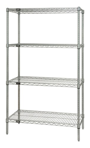 Quantum Storage WR54-1436S 4-Shelf Stainless Steel Wire Shelving Unit, 14 x 42 x 54 in.