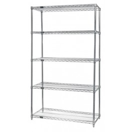 Quantum Storage WR74-2472C-5 Chrome 5 Shelf Wire Shelving Unit - 24 x 72 x 74 in.