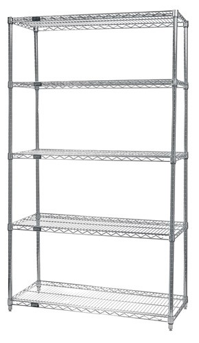 Quantum Storage WR74-1824S-5 5-Shelf, Stainless Steel Wire Shelving Unit - 18 x 24 x 74 in.