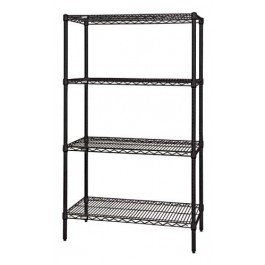 Quantum Storage WR86-1236BK Black 4 Shelf Wire Shelving Unit - 12 x 36 x 86 in.