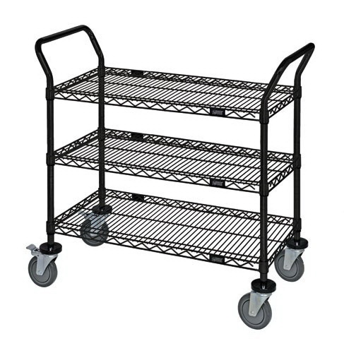 3 Shelves Wire Utility Carts - Black - 18 X 48 In.