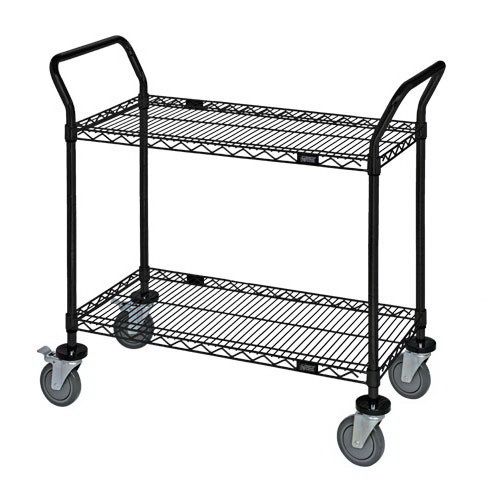 2 Shelves Wire Utility Carts - Black - 24 X 36 In.