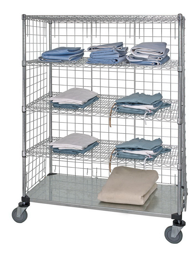 Shelf Mobile Cart With Solid Bottom Shelf & Enclosure Panels, 24 X 48 X 69 In.