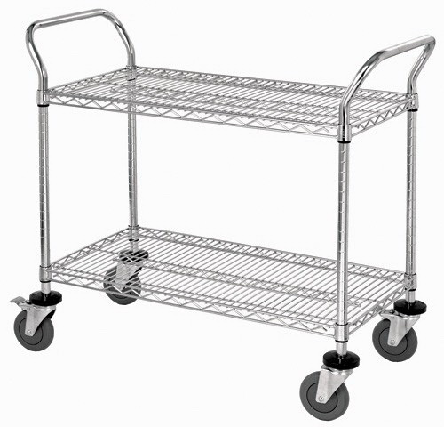 Quantum Storage WRC-2448-2 Wire Shelf Mobile Utility Carts - 24 x 48 in.