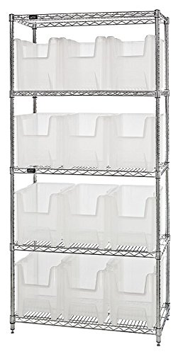 Quantum Storage  Wire Shelving Unit With 12 Clear Bins