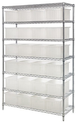 Quantum Storage WR9-93060CL Wire Shelving Unit With 24 Clear Dividable Grids