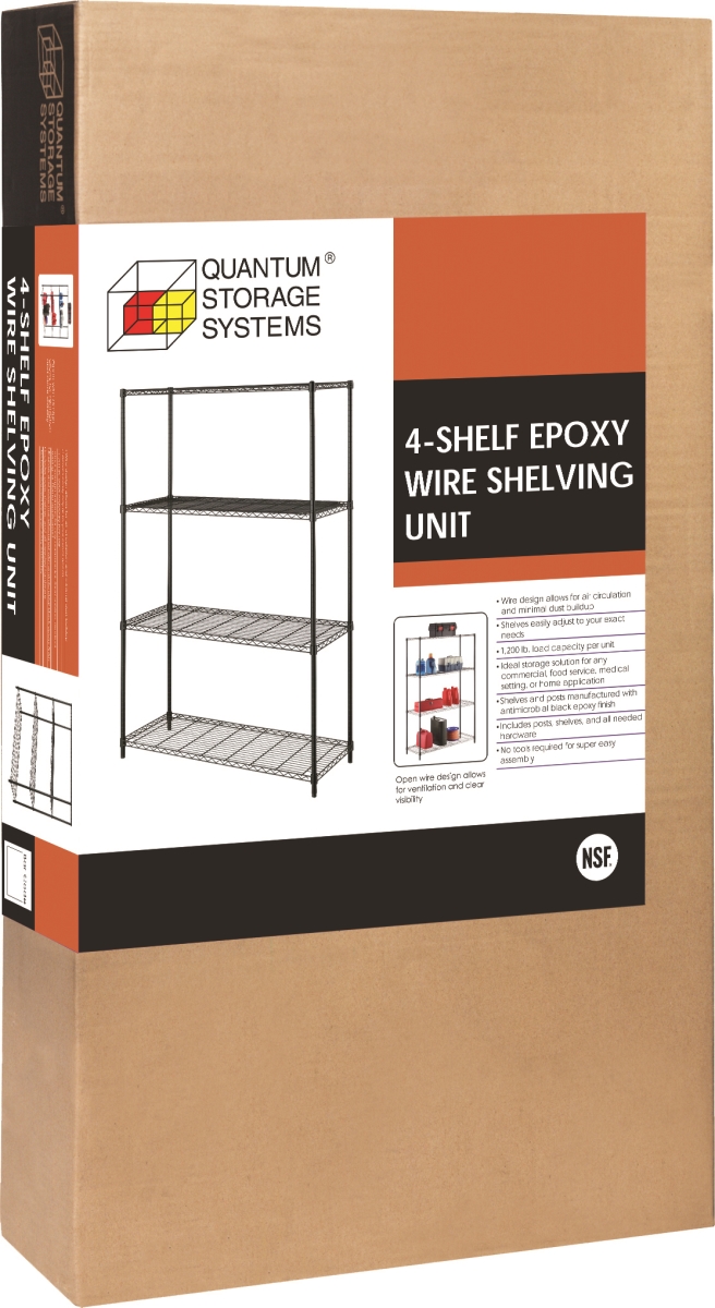 RWR72-1830LDBK Convenient Shelving Unit Pack, Black, 4-Tier - 30 x 18 x 72 in.