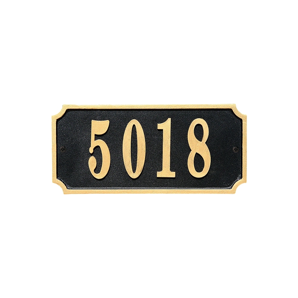 Watr-rec-bl 16 In. Waterford Rectangle Cast Aluminum Black With Gold Border Address Plaque