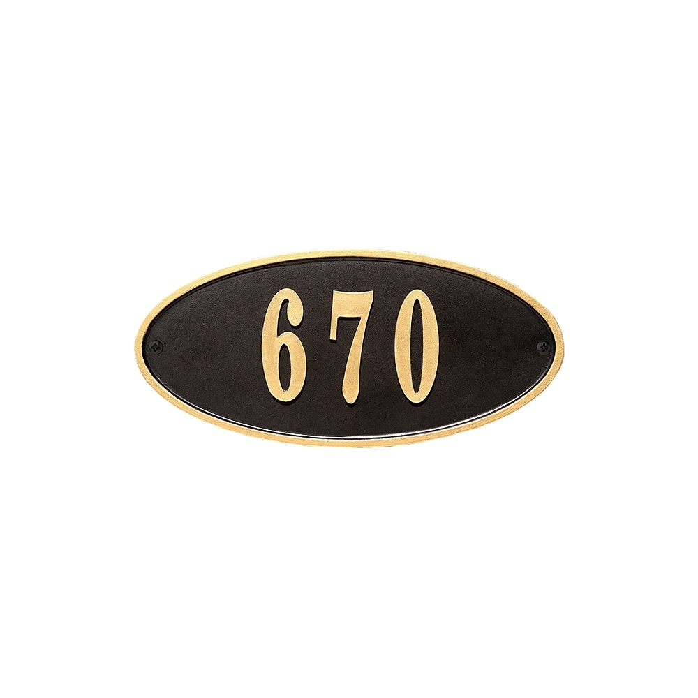 Clar-ovl-bl 16 In. Claremont Oval Cast Aluminum Black With Gold Border Address Plaque