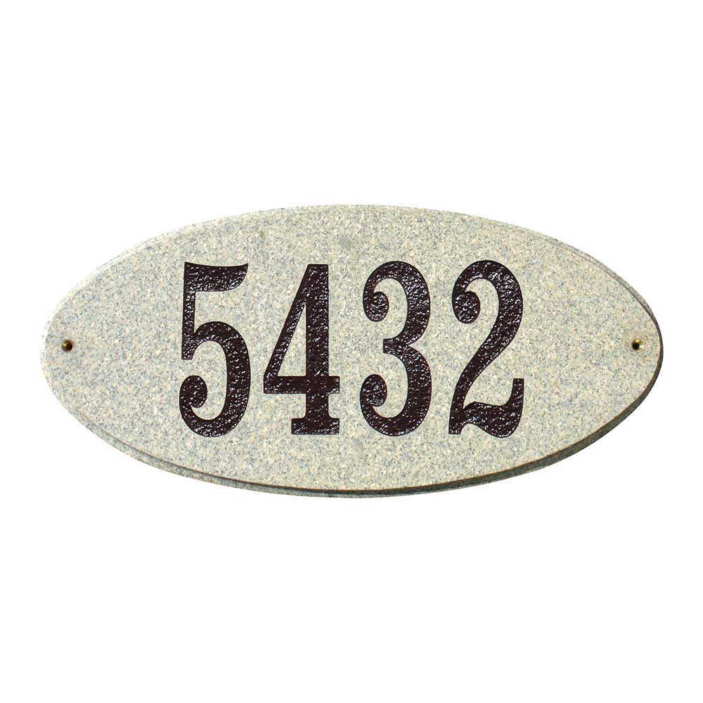 Roc-4701-sp 9 In. Rockport Oval In Sand Granite Polished Stone Color Solid Granite Address Plaque