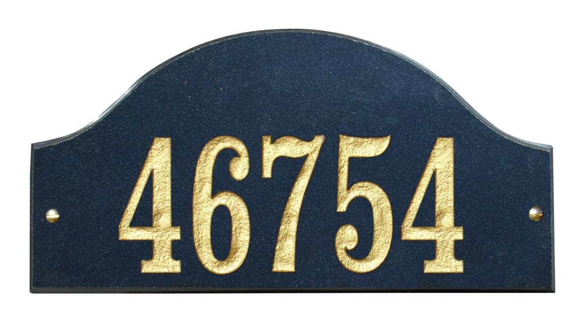 Rid-4703-bn 9 In. Ridgecrest Arch Natural Black Stone Color Solid Granite Address Plaque