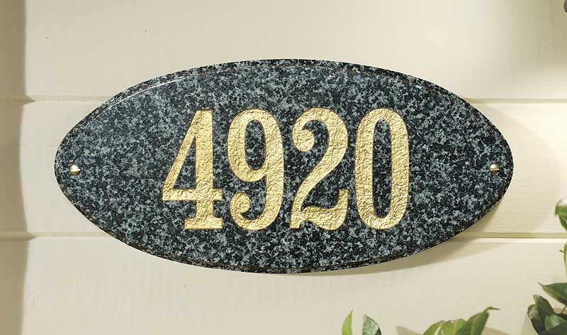 Roc-4701-ep 9 In. Rockport Oval In Emerald Green Polished Stone Color Solid Granite Address Plaque