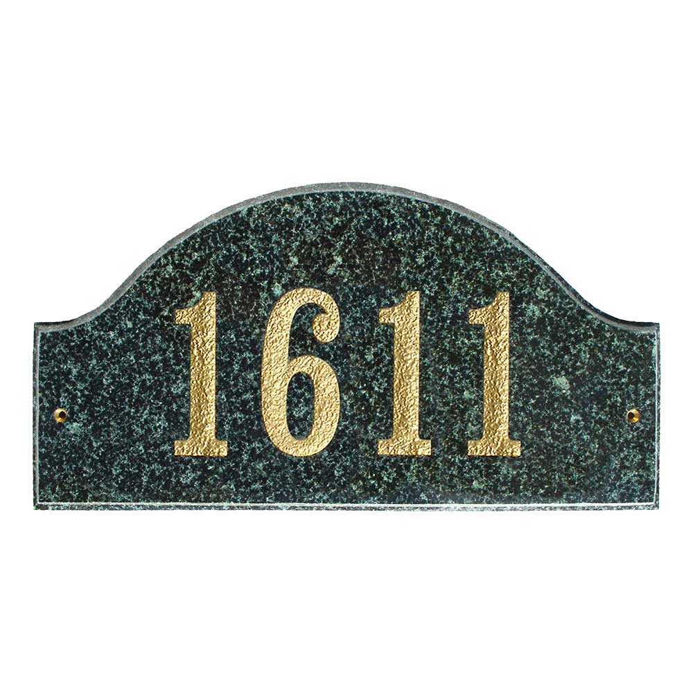 Rid-4703-ep 9 In. Ridgecrest Arch Emerald Green Polished Stone Color Solid Granite Address Plaque
