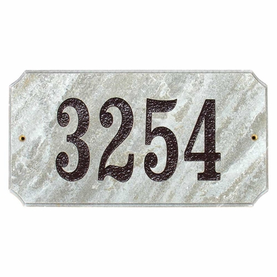 Exe-4702-qz 9 In. Executive Cut Corner Rectangle Quartzite Stone Color Solid Granite Address Plaque