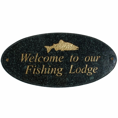 Roc-logo-bp 9 In. Rockport Oval In Polished Black Stone Color Logo Plaque