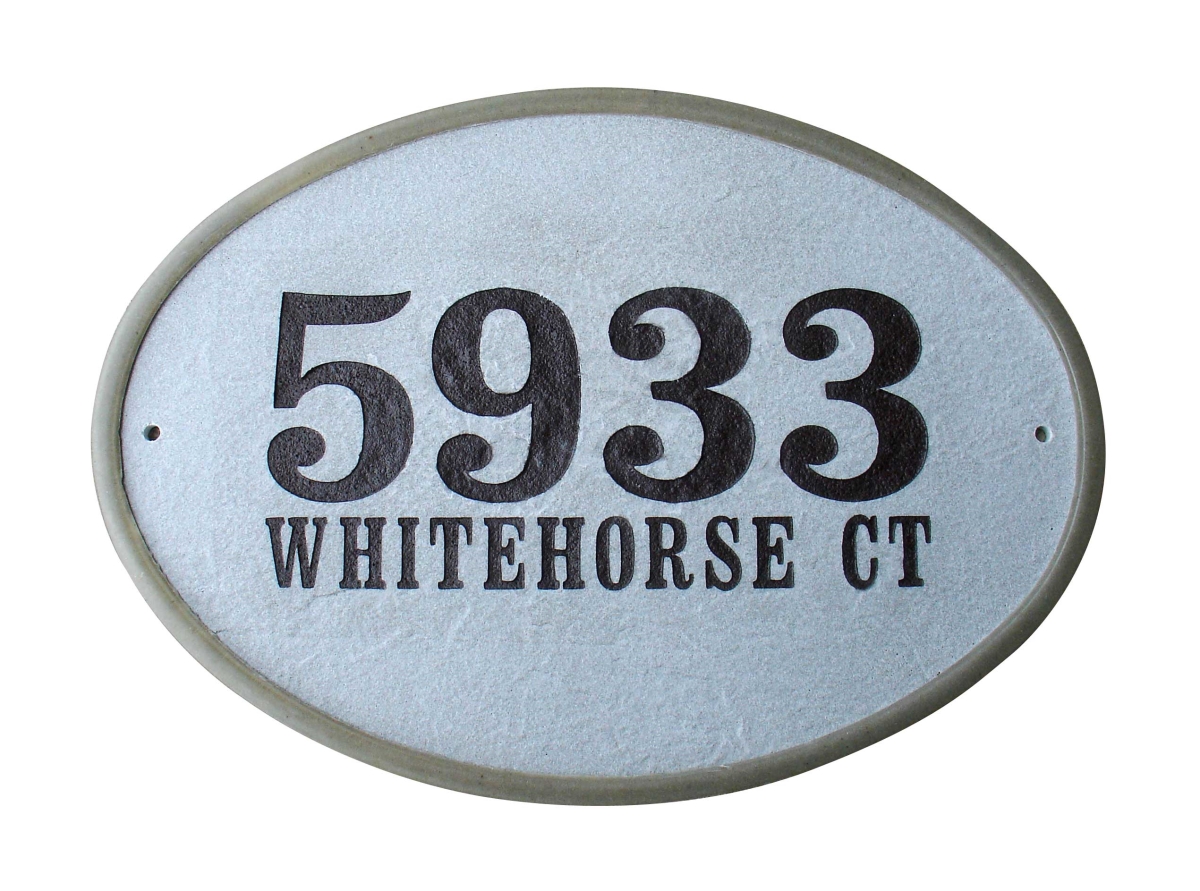 Oak-4605-sl 10 In. Oakfield Oval Crushed Stone Address Plaque In Slate Color