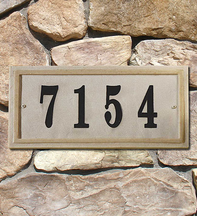 Chs-4601-ss 10 In. Chesterfield Rectangle Crushed Stone Address Plaque In Sandstone Color
