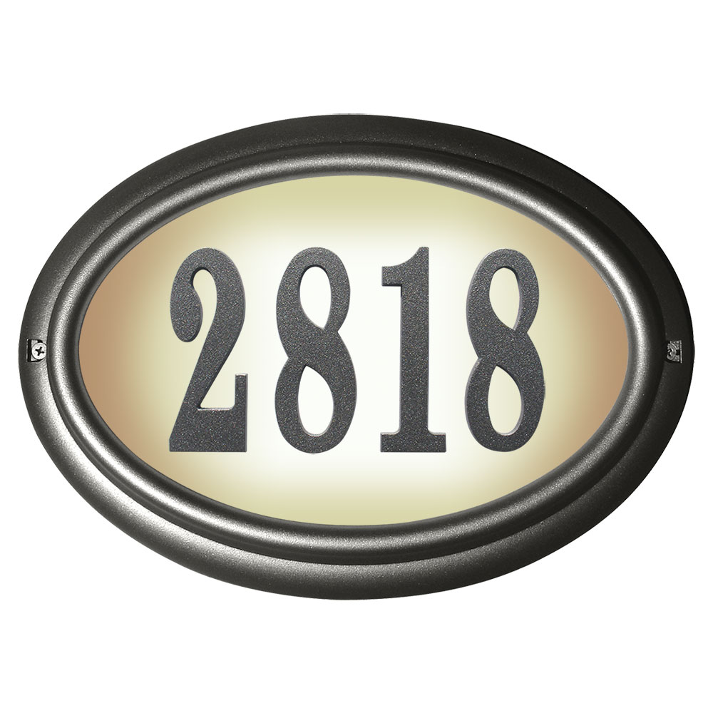 Lto-1302-pw 15 In. Edgewood Oval Lighted Address Plaque In Pewter Frame Color