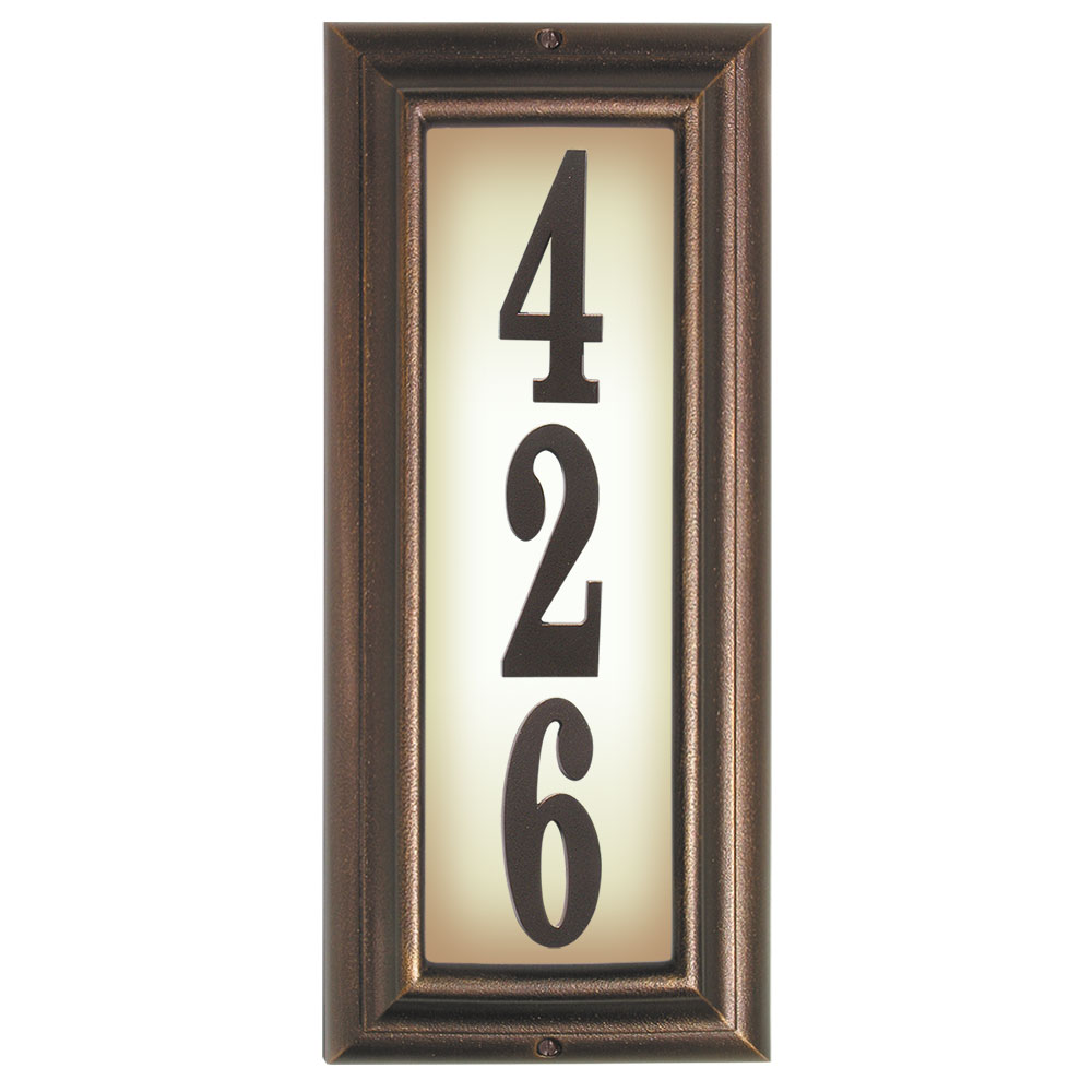 Ltv-1303-ac 15 In. Edgewood Vertical Lighted Address Plaque In Antique Copper Frame Color