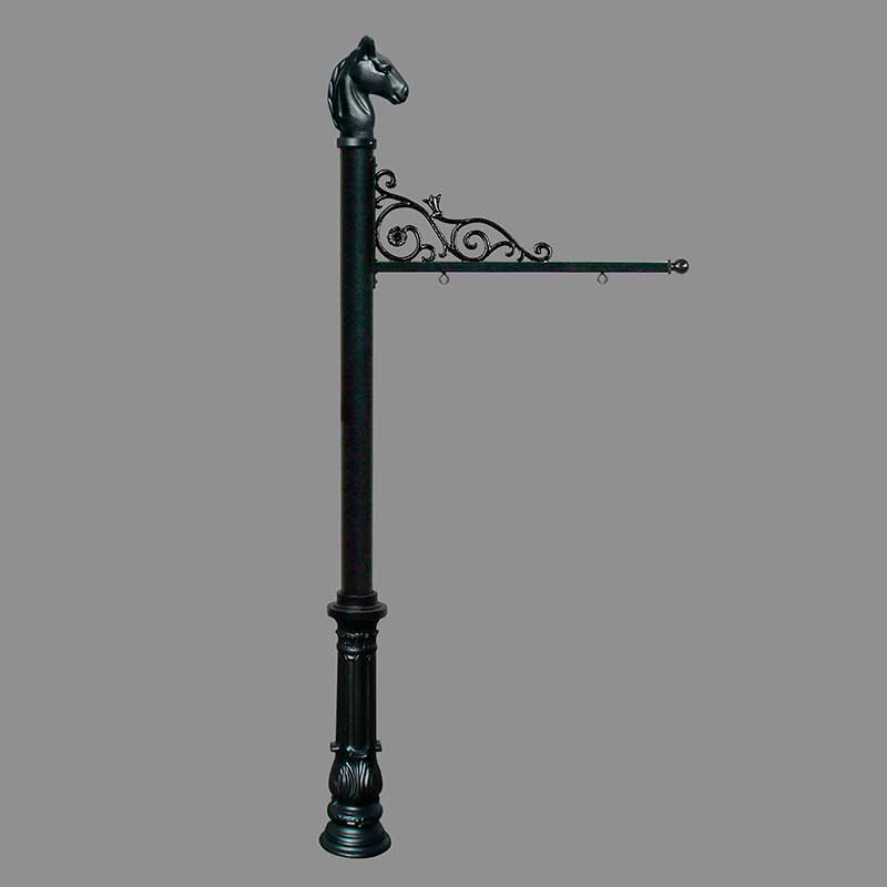 Repst-701-bl 5 In. Prestige Real Estate Sign System With Horse Head Finial & Ornate Base - Black Color