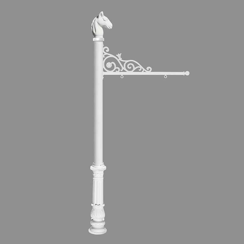 Repst-701-wht 5 In. Prestige Real Estate Sign System With Horse Head Finial & Ornate Base - White Color