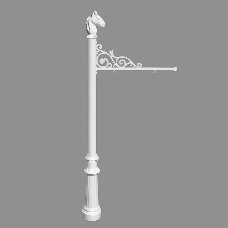 Repst-801-wht 5 In. Prestige Real Estate Sign System With Horse Head Finial & Fluted Base - White Color