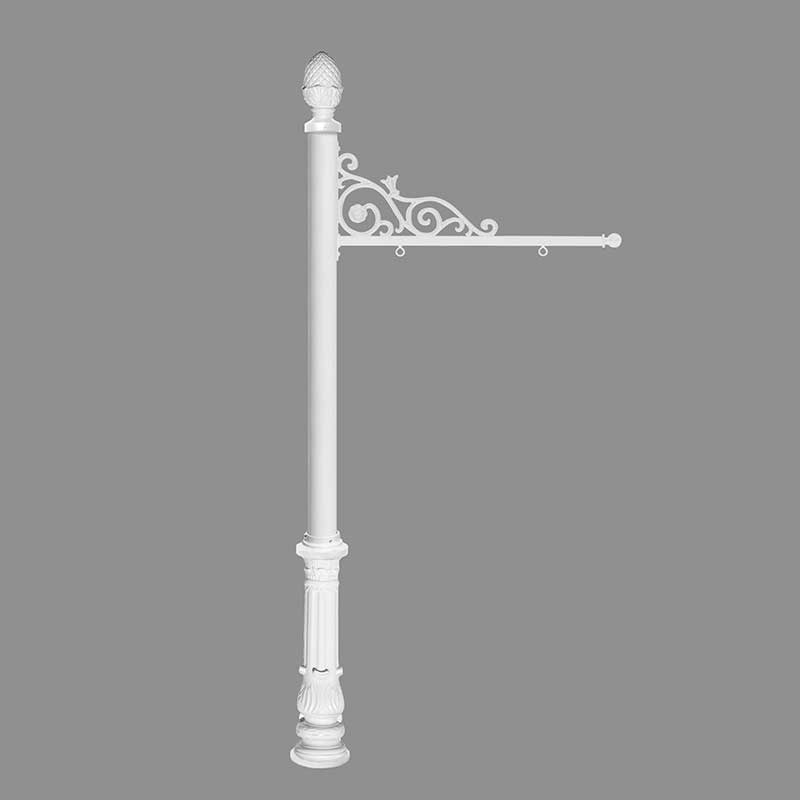 Repst-703-wht 5 In. Prestige Real Estate Sign System With Pineapple Finial & Ornate Base - White Color
