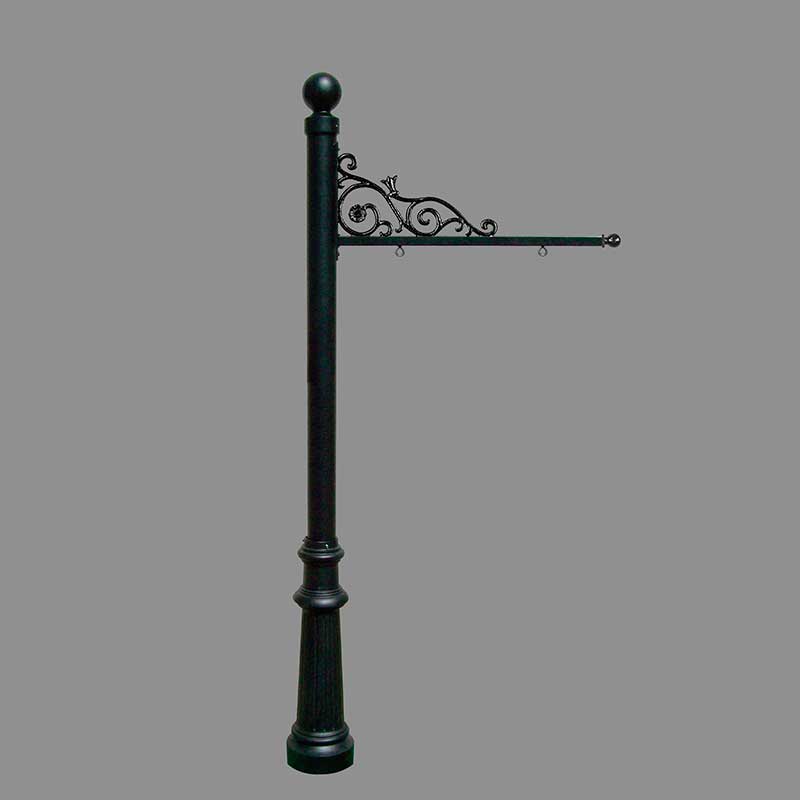 Repst-804-bl 5 In. Prestige Real Estate Sign System With Ball Finial & Fluted Base - Black Color