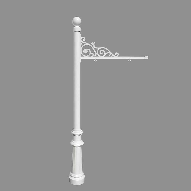 Repst-804-wht 5 In. Prestige Real Estate Sign System With Ball Finial & Fluted Base - White Color