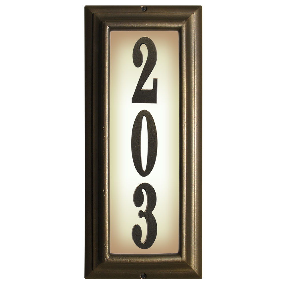 Ltv-1303-fb 15 In. Edgewood Vertical Lighted Address Plaque In French Bronze Frame Color
